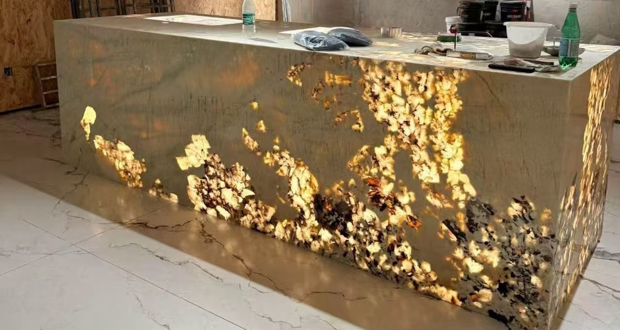 Natural Translucent Stone：Island Countertop & Bar Counter & Vanity Basin