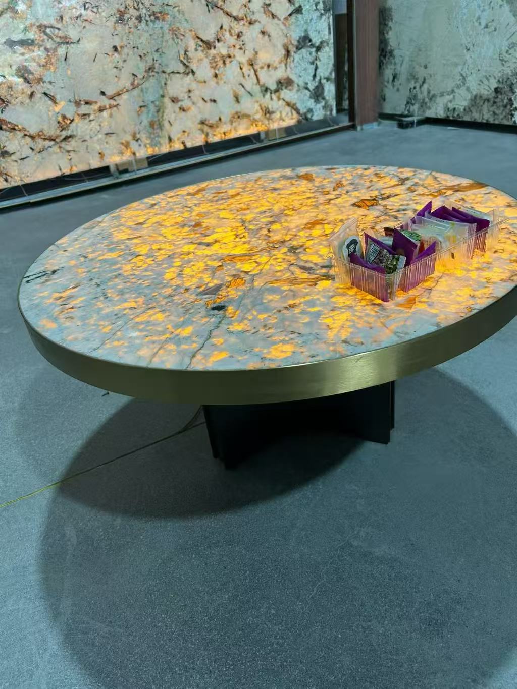 Natural Translucent Stone Dining Table & Coffee Table, Custom LED Light Table