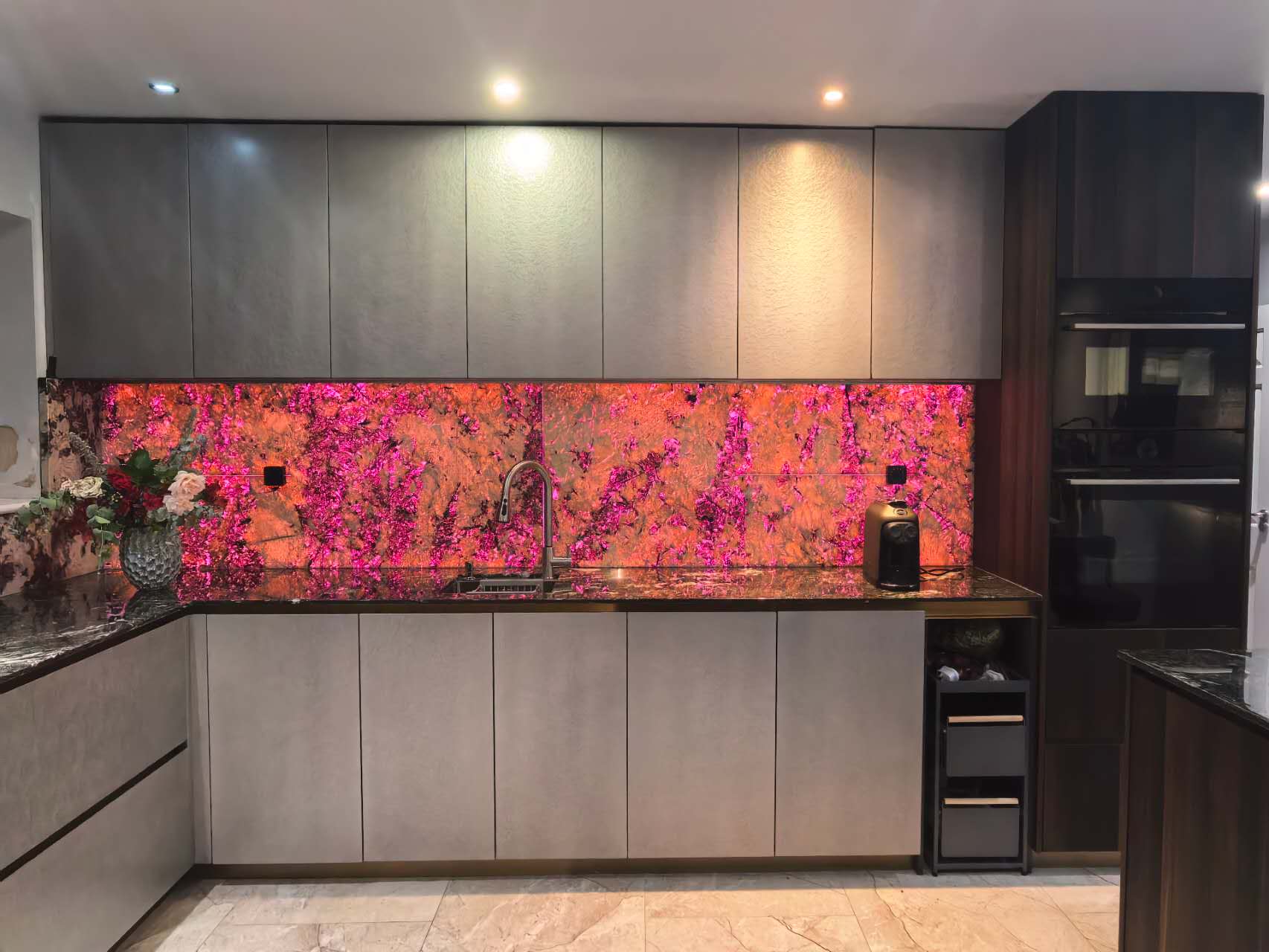 Custom Backlit Stone Feature Walls