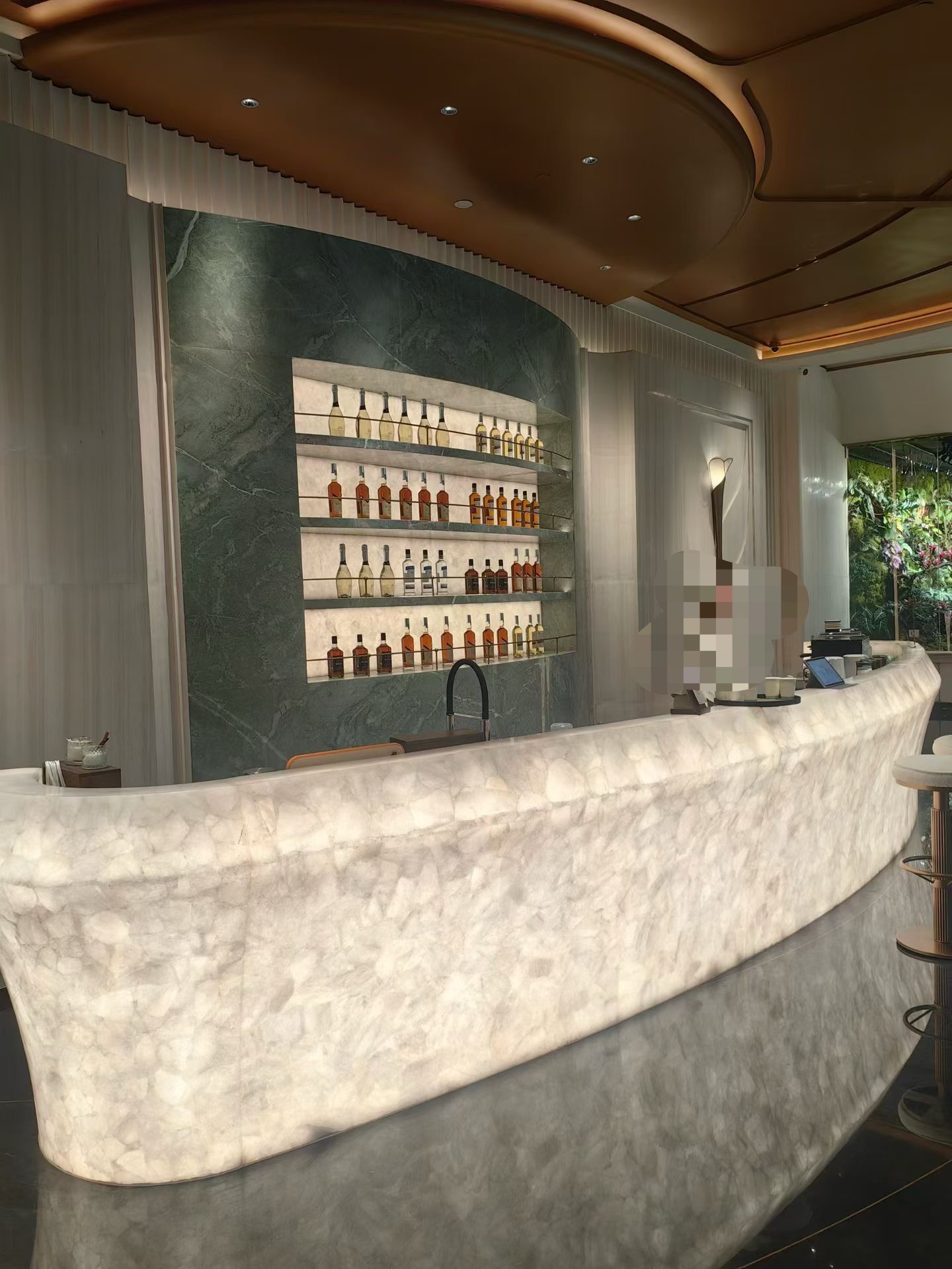 Custom Curved Backlit Stone Feature Counter