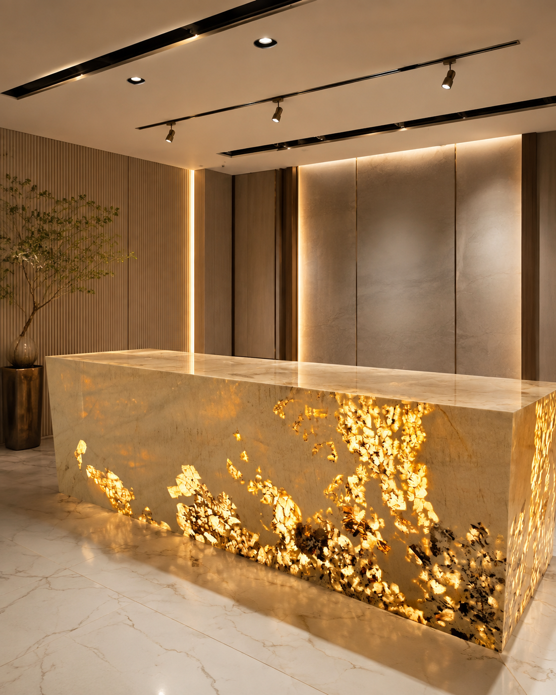 Custom Backlit Reception & Feature Counter