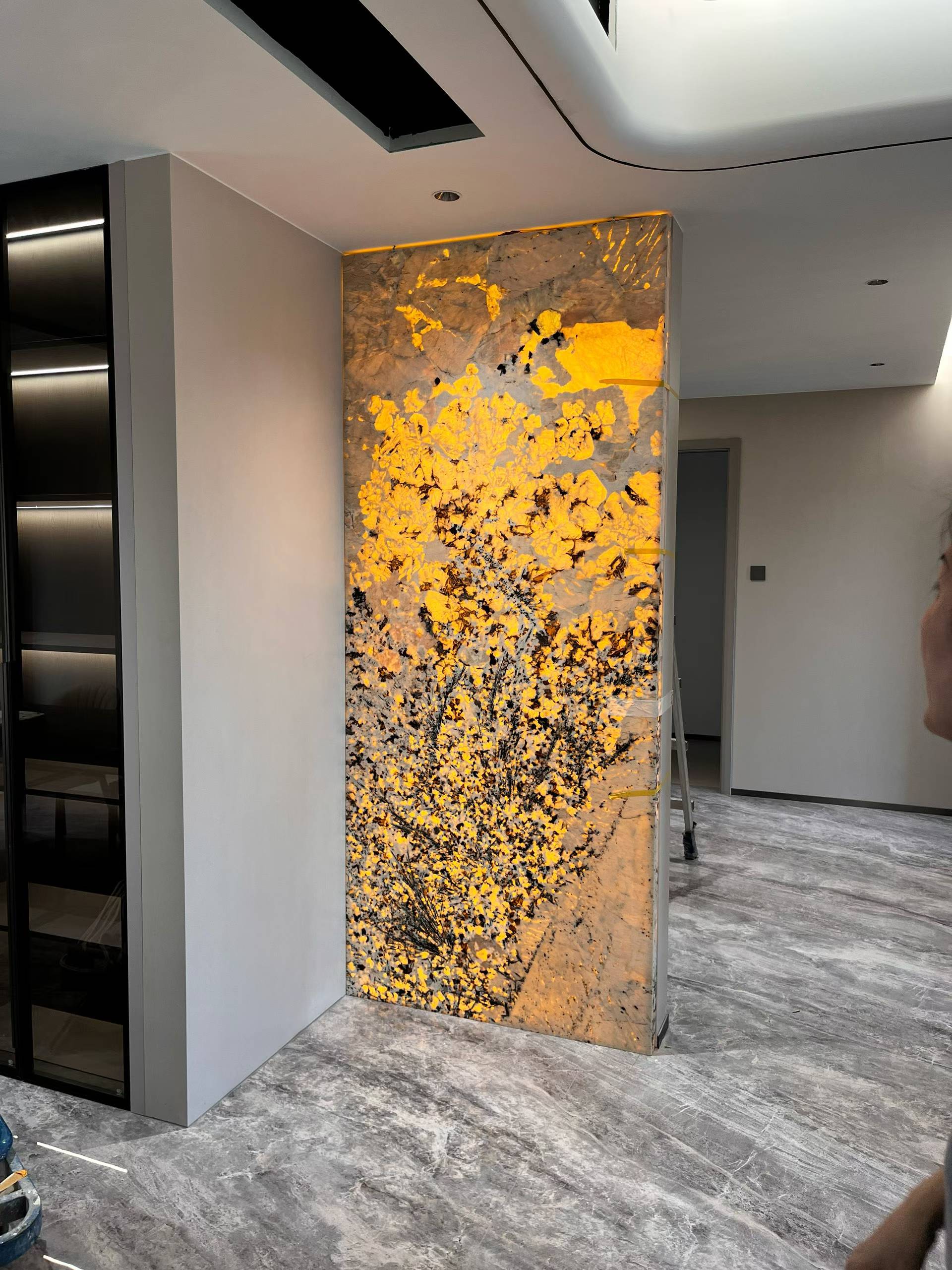 Custom Backlit Natural Stone Feature Wall