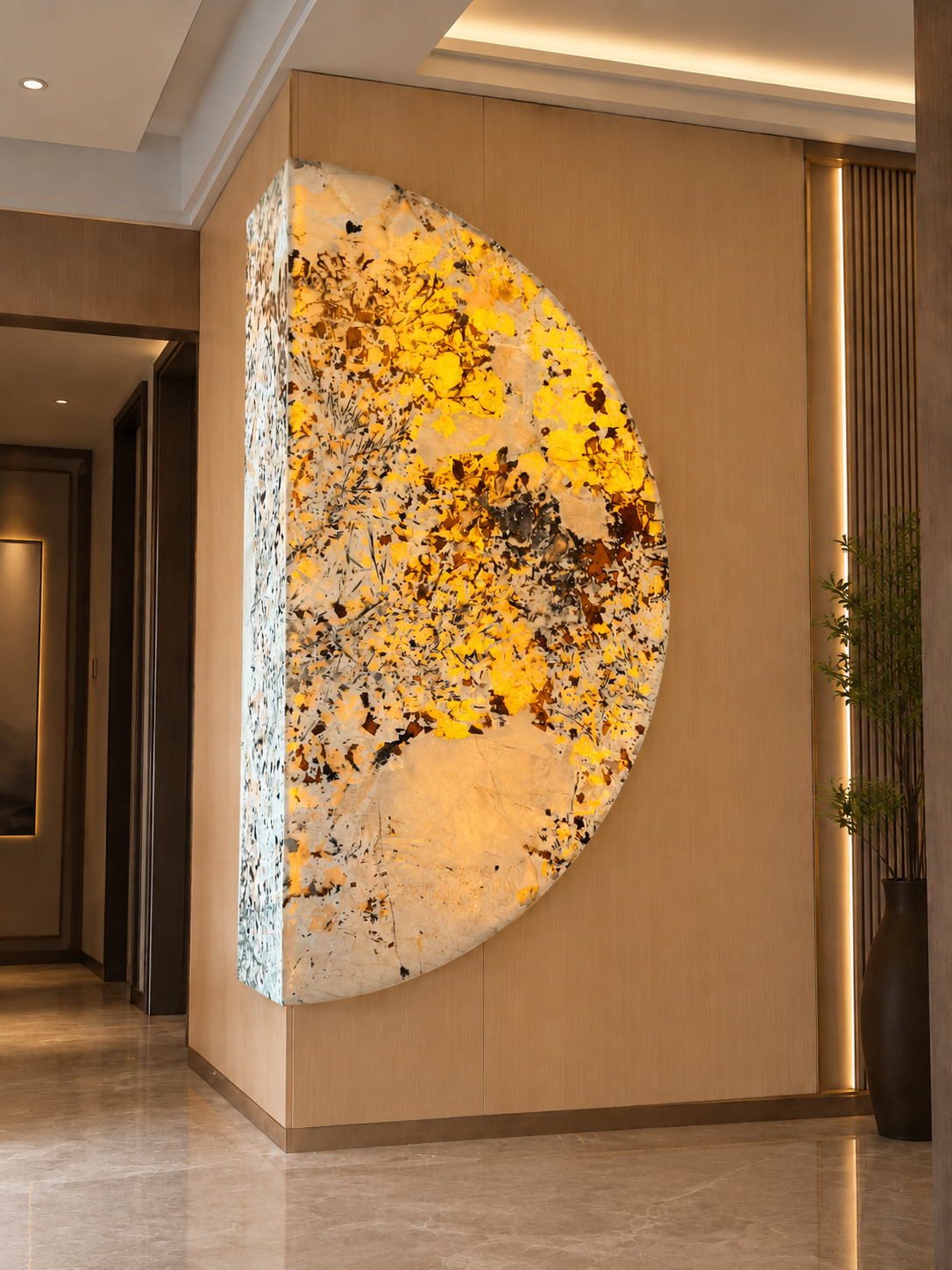Custom Backlit Natural Stone Feature Wall